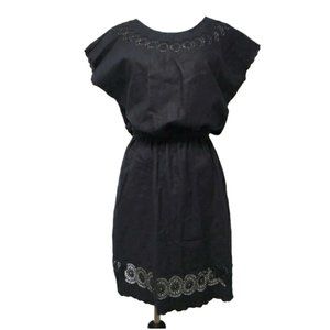 J Crew Embroidered scallop linen cotton dress